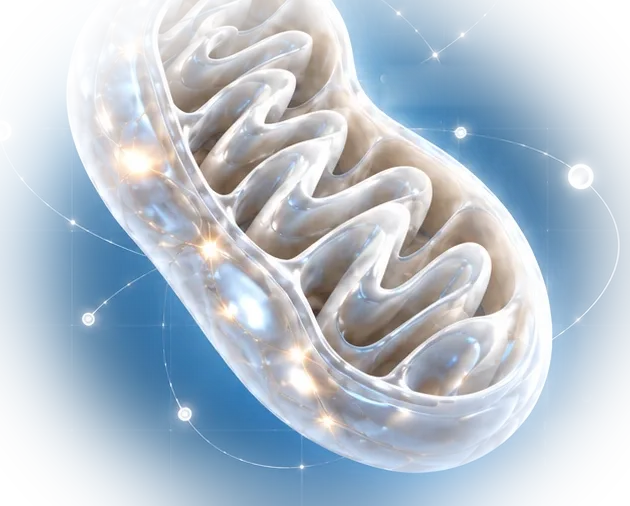 A mitochondrion, the power plant of the cell, in translucent light